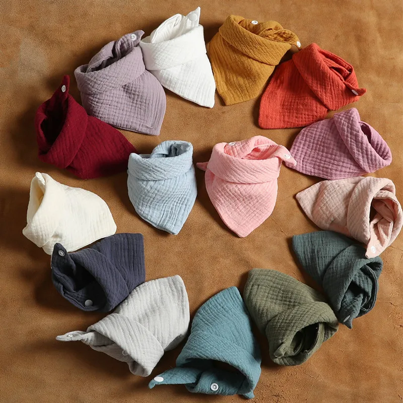 3 шт./лот Детские муслиновые нагрудники треугольные мягкие хлопковые однотонные