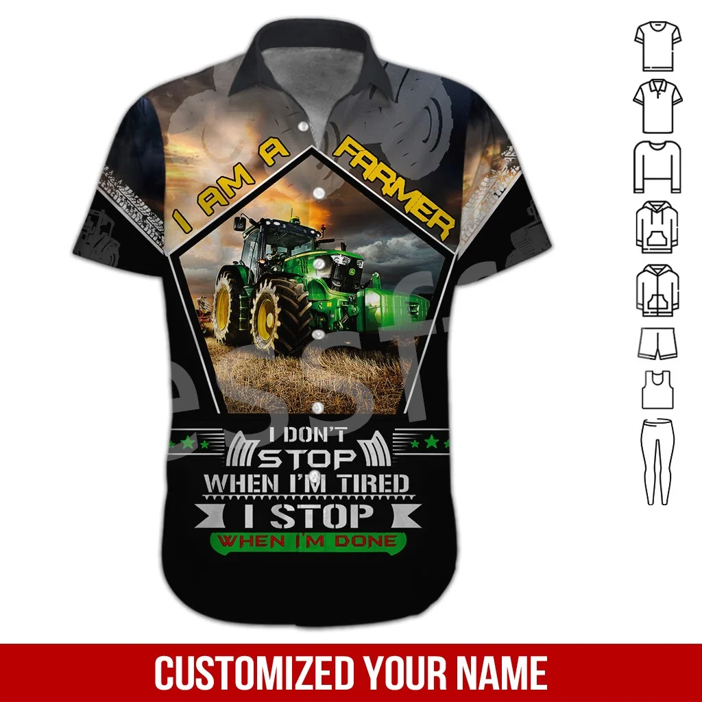 Tessffel Farmer Worker Hawaiian Beach Shirts NewFashion 3DPrint Summer Harajuku Streetwear Collar Casual Shirts Short Sleeves X2