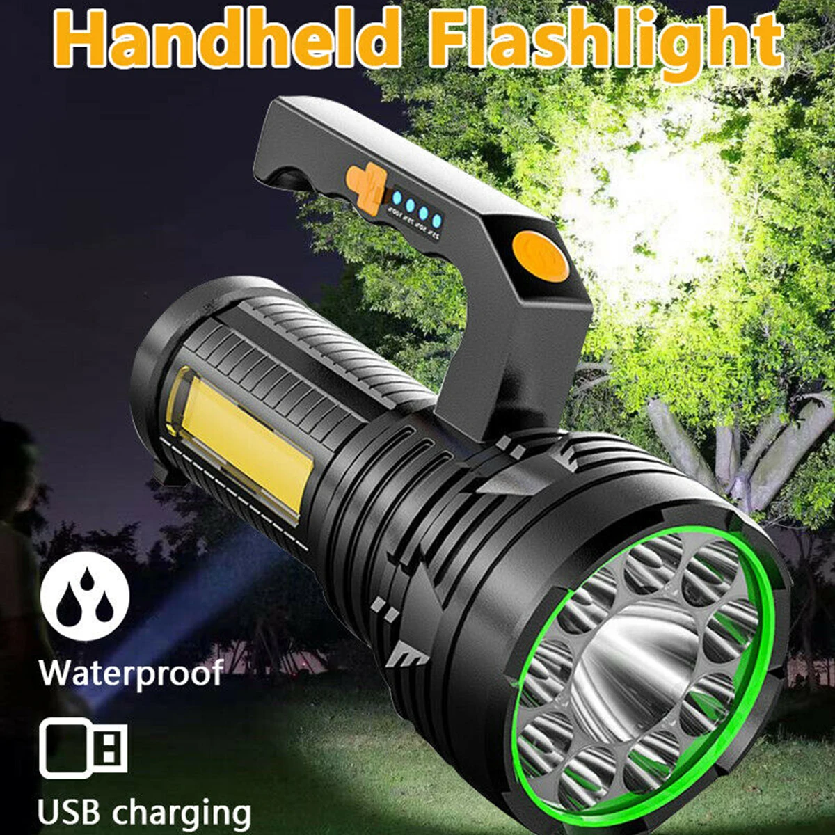 

Defense Flashlight Stick Power LED Flashlight Powerful Torch Waterproof Fishing Lantern USB Rechargeable Spotlight Searchlight
