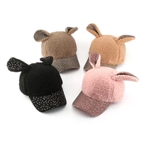 rabbit baseball dicer rabbit ears wool sequins cute cartoon hat japanese fashion birthday gift rabbit plush hat winter hat