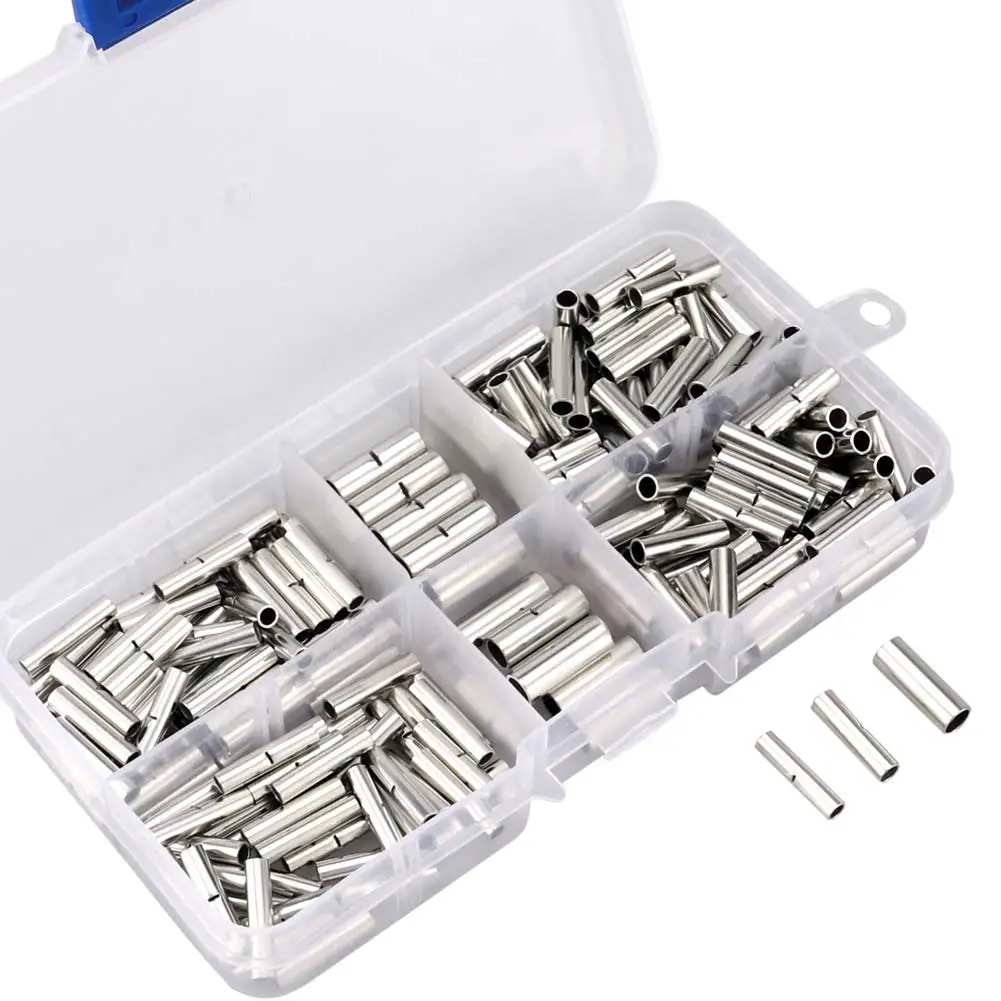 

200Pcs Butt Wire Connector AWG 22-10 Copper Tinned Splice Crimp Terminal Sleeve Bare Terminals Crimping Connectors Kit