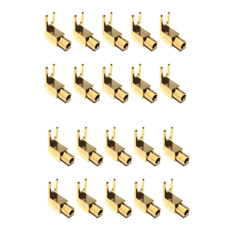 

Right Angle Spade Fork & Binding Post - 4Mm Banana Plug Socket - Spade Fork Connector For Speaker & Power & Amp(20 Pack)