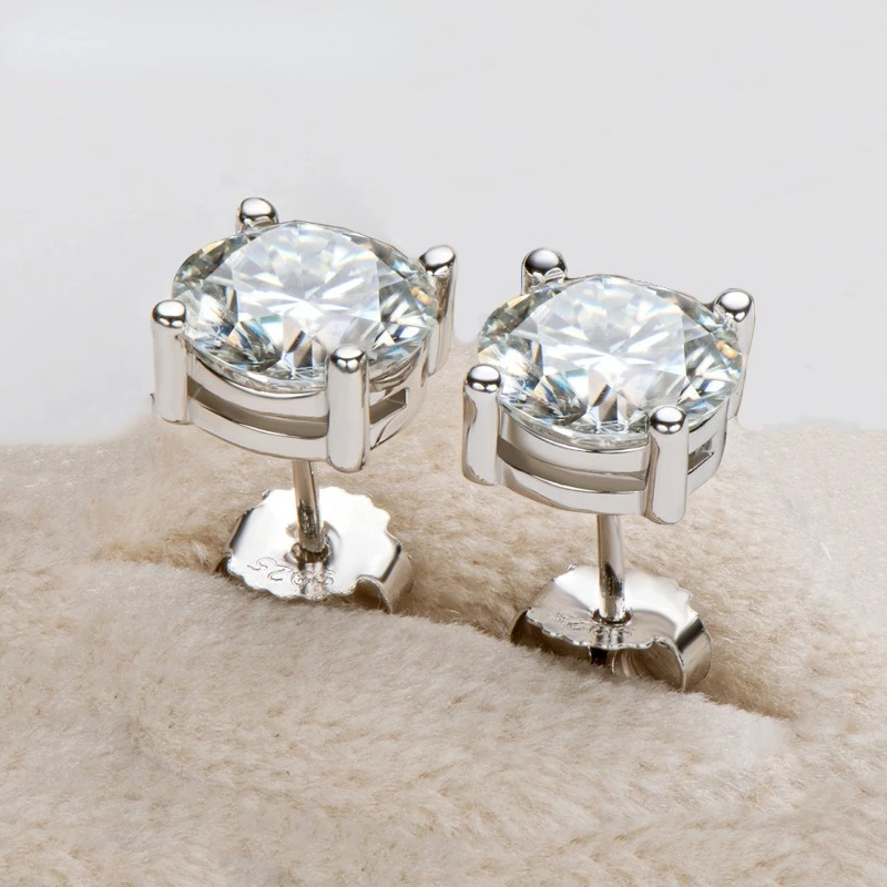 

Серьги из серебра 100% пробы, 2 карата, 8 мм, с сертификатом