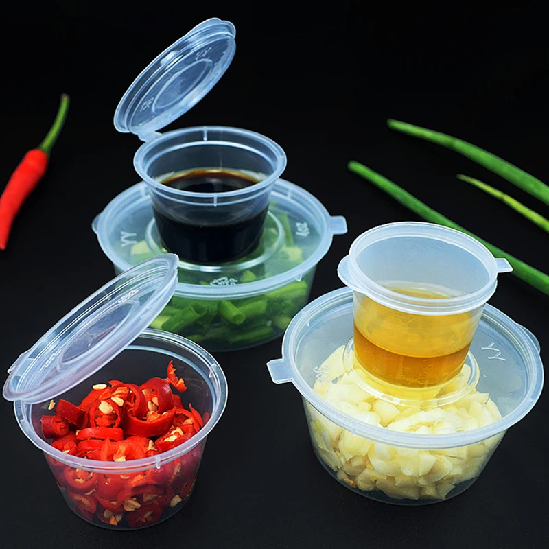 Disposable Plastic Sauce Containers Food Box with Hinged Lids Small Pigment Paint Reusable Palette 25ml 50pcs |