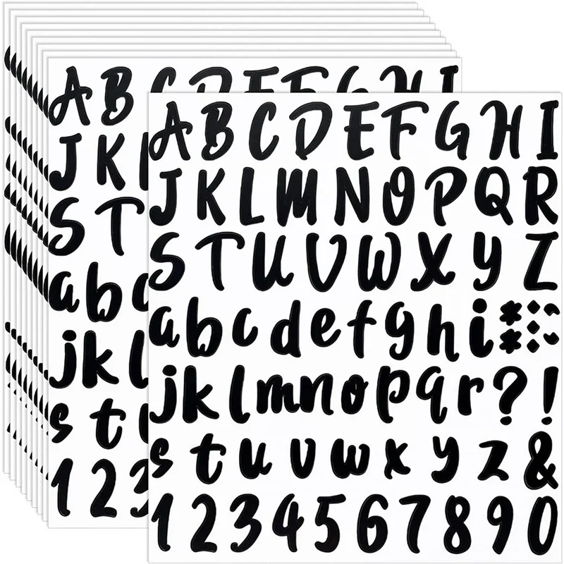 

Самоклеящиеся виниловые наклейки, 1440 шт., 20 листов, наклейки с буквами алфавита и цифрами для почтового ящика, двери (черные, 1 дюйм)