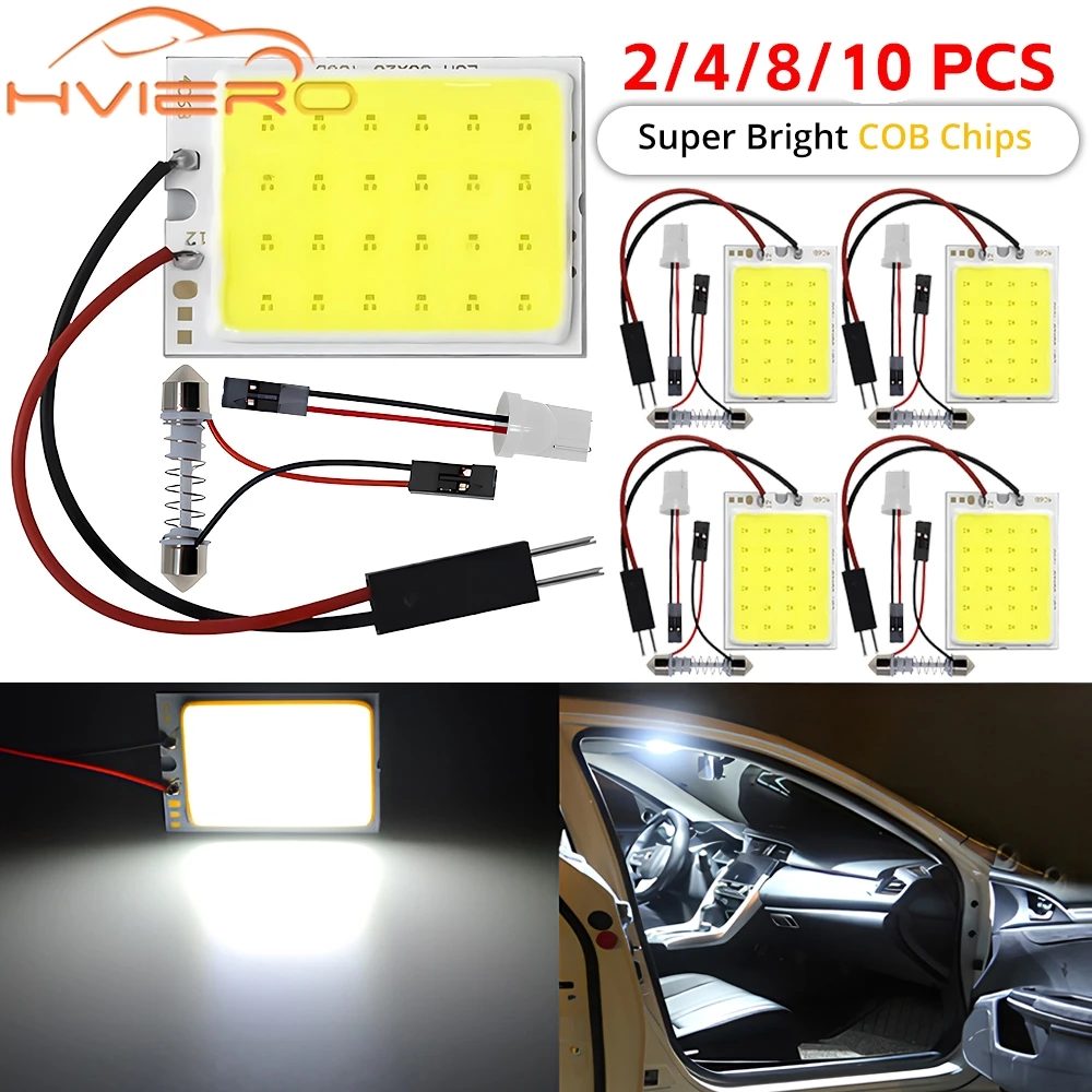 Фото 2/4/8/10 шт. T10 C5W COB 16/24/36/48SMD Светодиодные лампы для чтения, автомобильные светодиодные лампы для парковки, подсветки салона и номерного знака №1