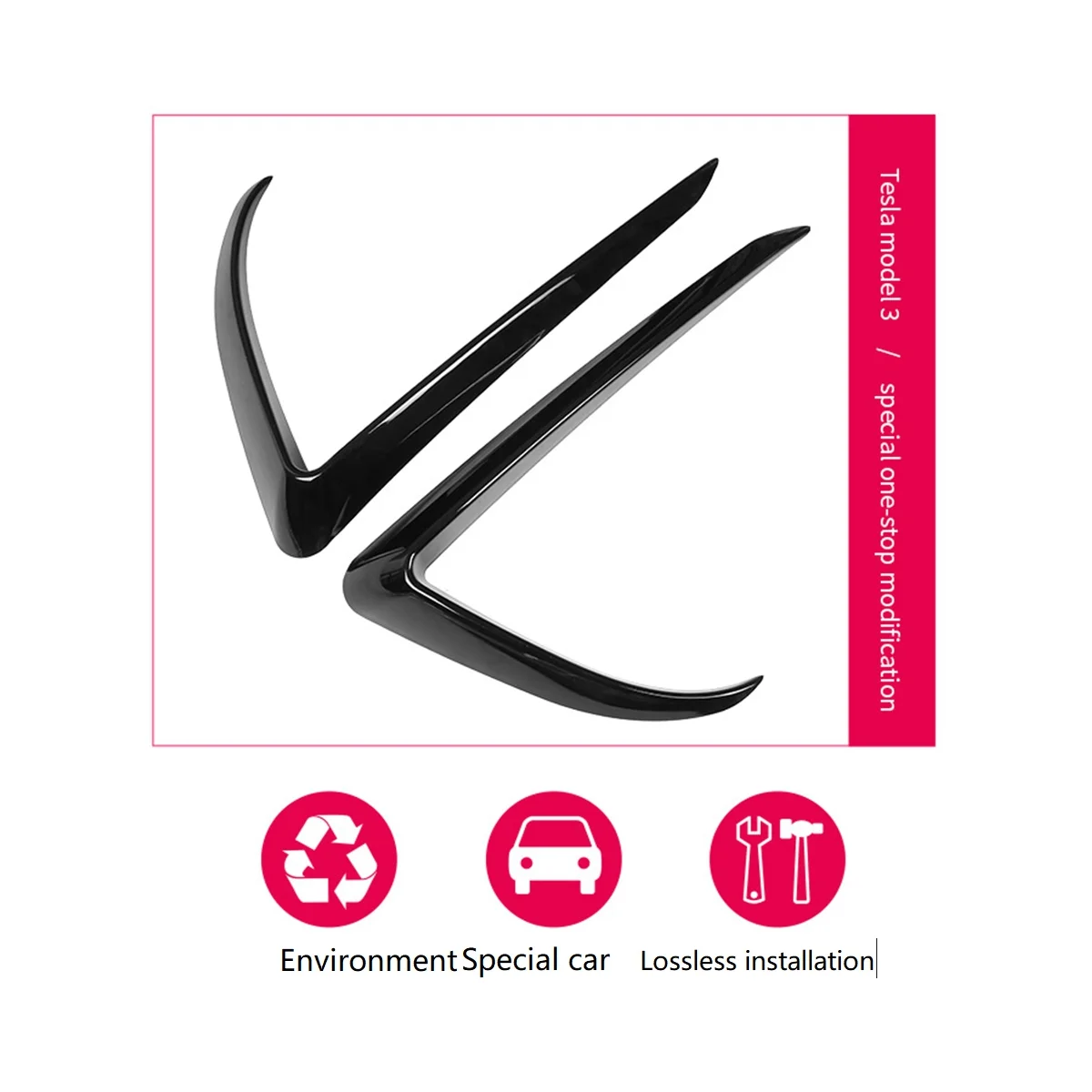 Для модели 3 модель Y передняя противотуманная задняя крышка спойлер ветровой нож