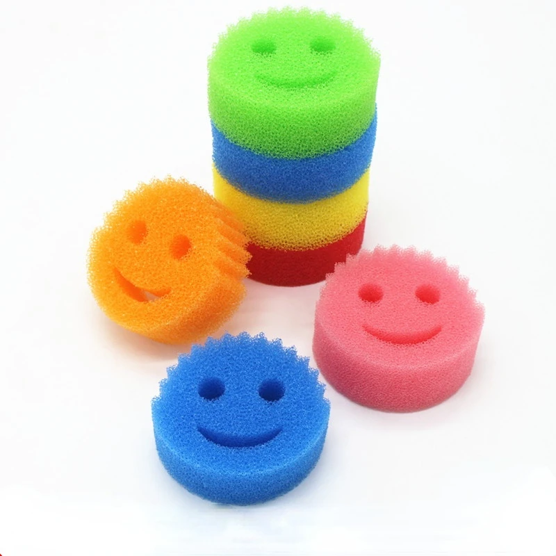 

Smiley Magic Dishwashing Sponge Household Kitchenware Bathroom Cleaning Tools Scouring Powerful Scouring Pad Kitchen Sponge