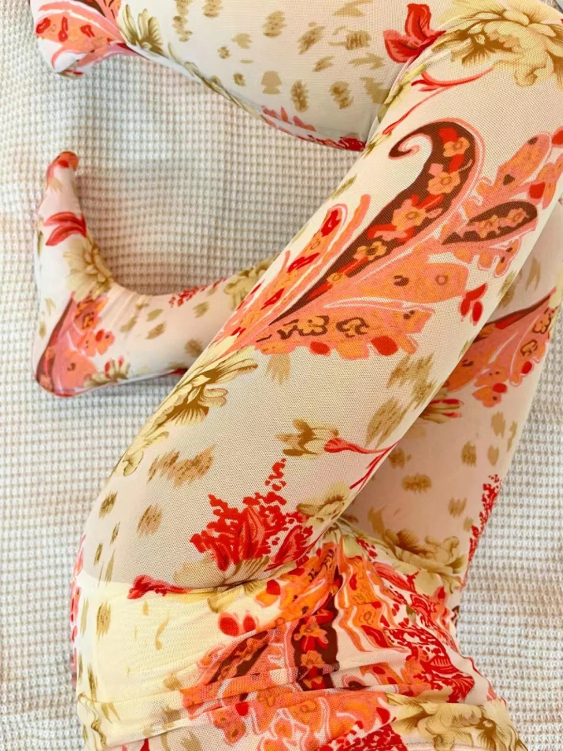 Summer Seam Floral Print Sexy Women Pantyhose Tights See Through Lingerie Female Plus Size Hosiery