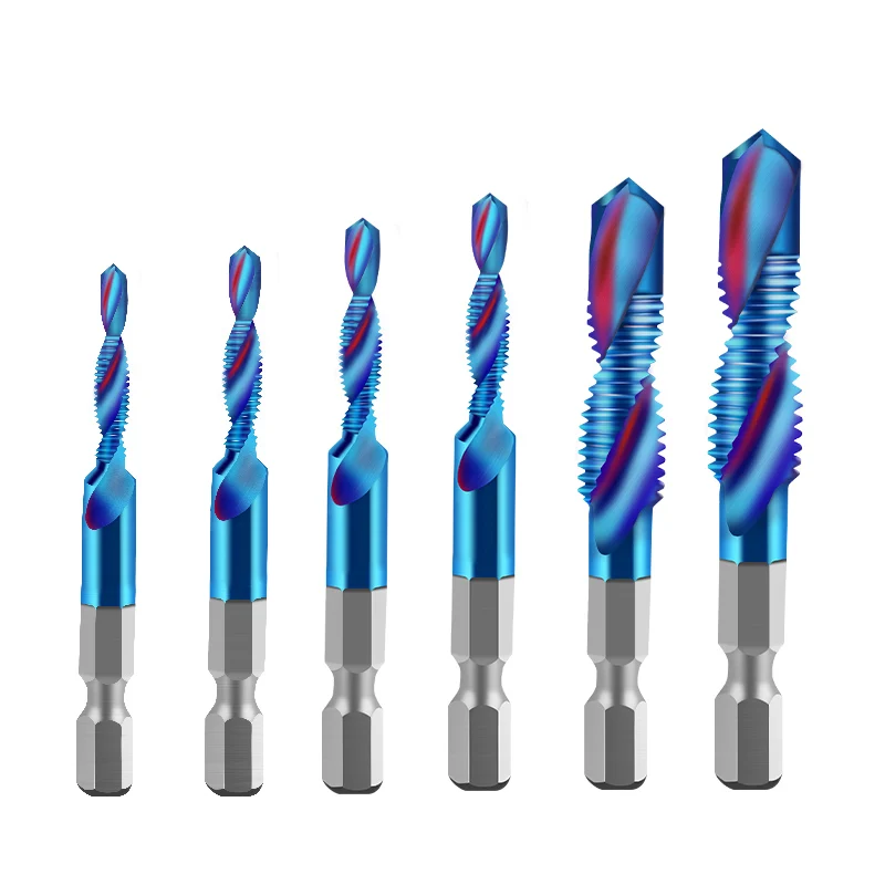 1-3 Pc New Titanium Plated Hex Shank HSS Screw Thread Metric Tap Drill Bits Screw Machine Compound M3 M4 M5 M6 M8 M10 Hand Tools