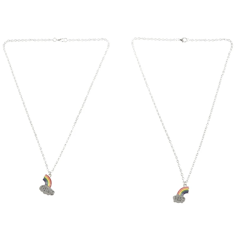 

Best Friends Necklace A Pair Enamel Puzzle Rainbow Cloud Pendant Necklace Friendship Bff Jewelry Gift For Necklace Women