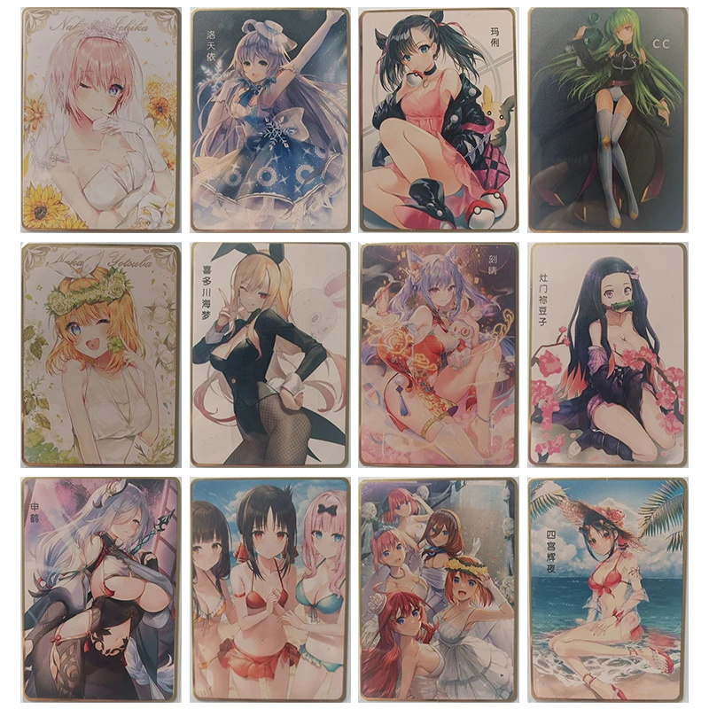 

Anime Goddess Story DIY Kawaii Metal Refractive Flash Card Rem Ganyu Kitagawa Marin Toys for Boys Collection Card Birthday Gift