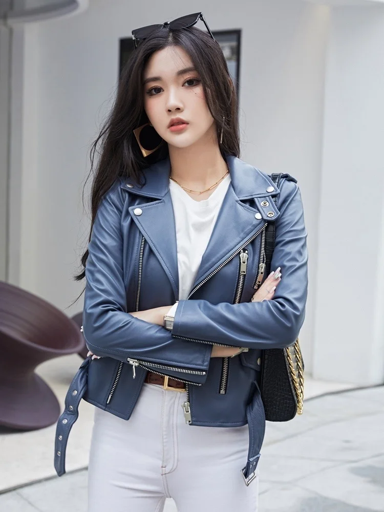 

Leather jacket,Fashion High Quality Genuine Leather Jackets Women Spring Autumn Winter Female Real Sheepskin Coat Cuero Genu2023