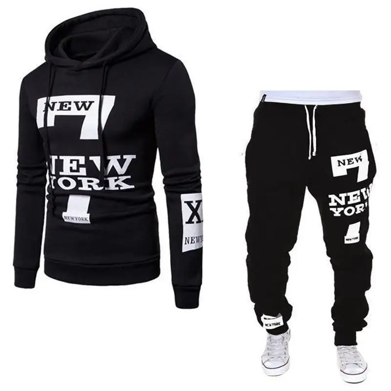 Men's New Spring and Autumn Printing New York Fashion Sports Pants Long Casual Drawcord Men's Gym Fitness Pants
