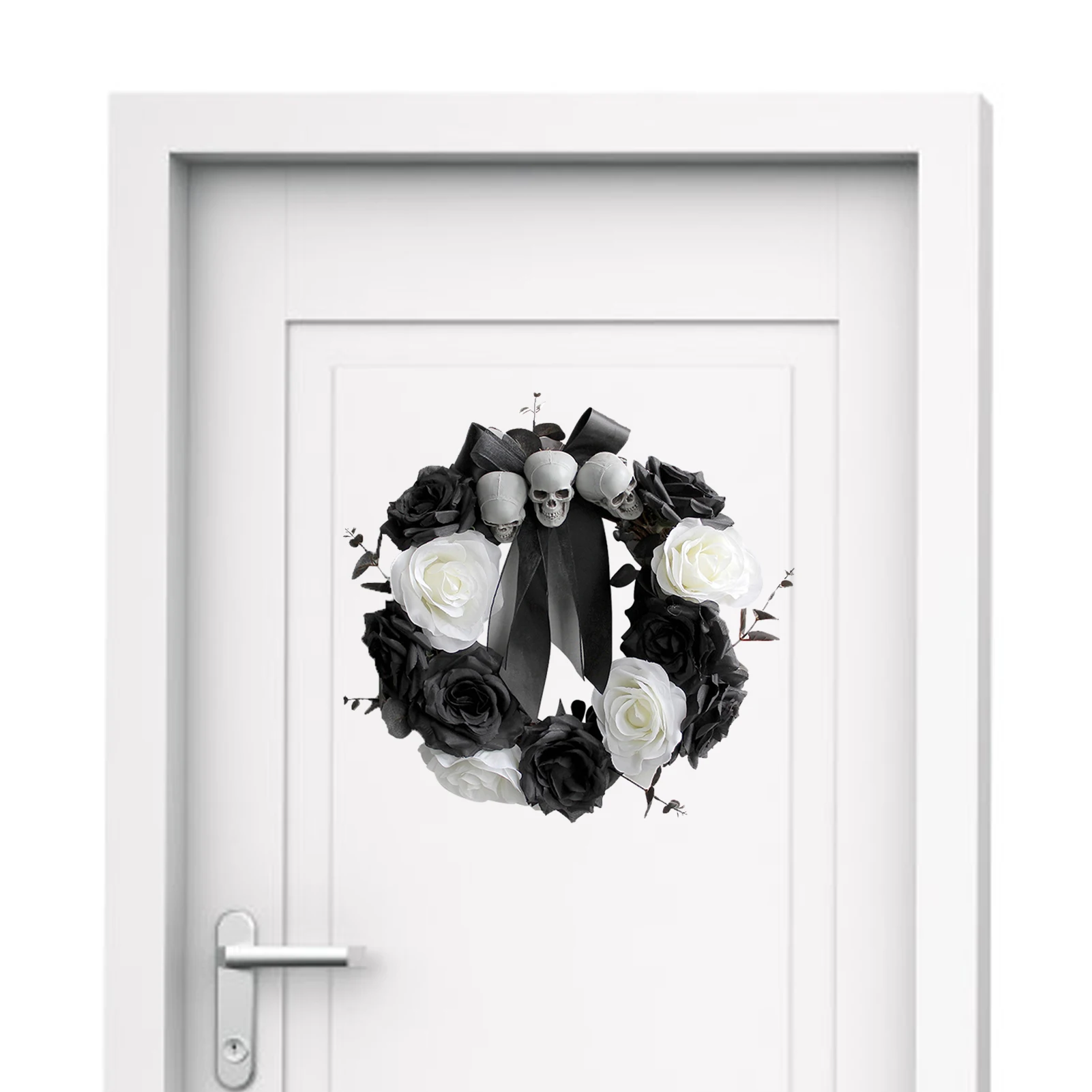 

Halloween Wreath Skull Wreath With Rose Scary Wreath For Front Door Window Wall Halloween Party Decoration