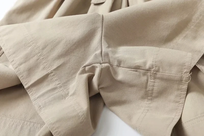 Elmsk High Waist Loose A-line Cotton Linen Bermuda Cargo Shorts Indie Folk Vintage Collect Waist Women