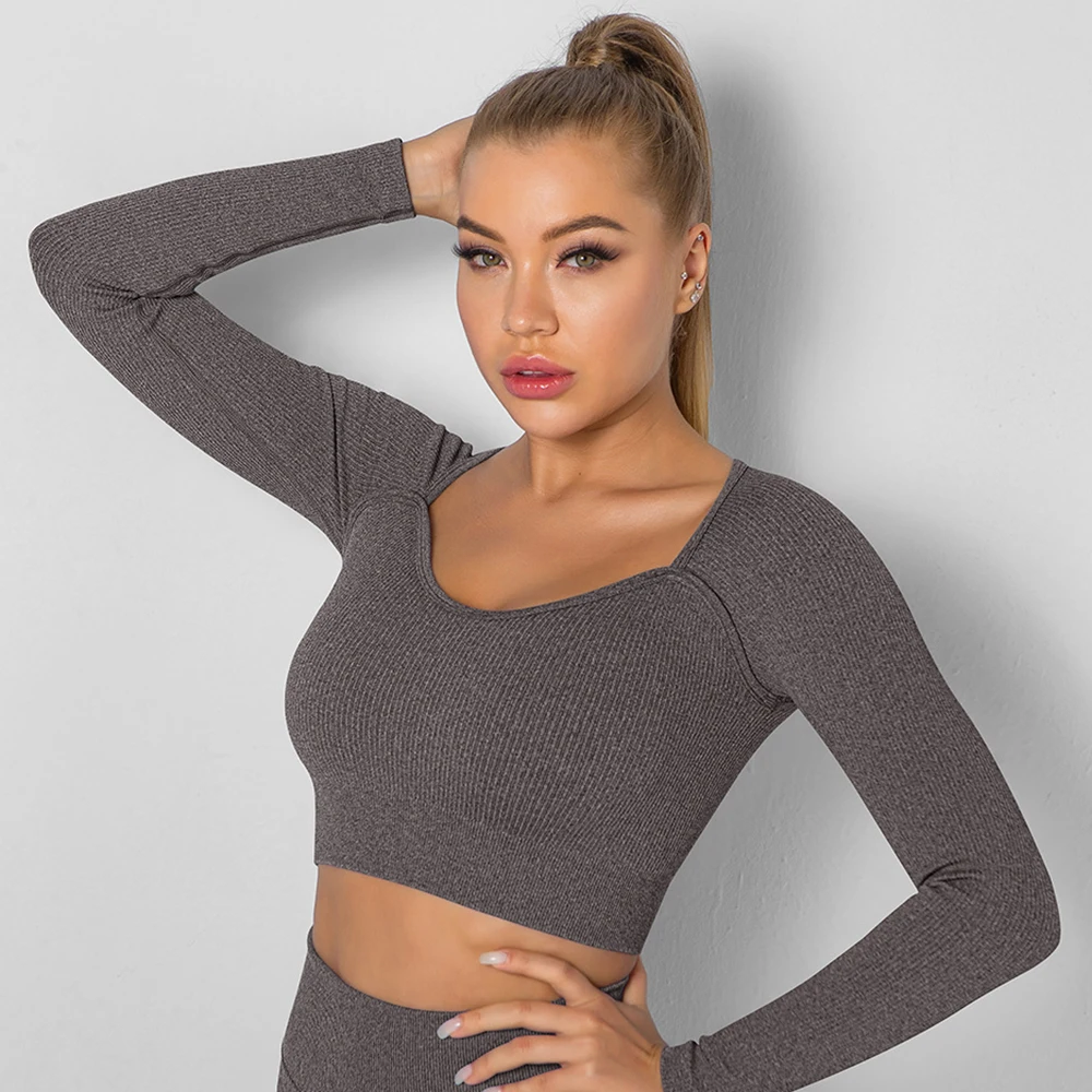 

Sports Yoga Shirts Gym Seamless Crop Tops Fitness Women Shirt Clothes Activewear Workout Sportswear Sportswear Exercise