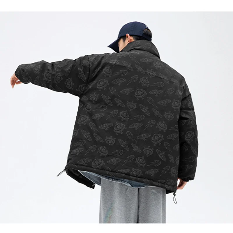 Men's Wear New Black Stand Collar Keep Warm Down Jacket Fashion Comfortable Cotton Clothes Versatile Outerwear Winter Female