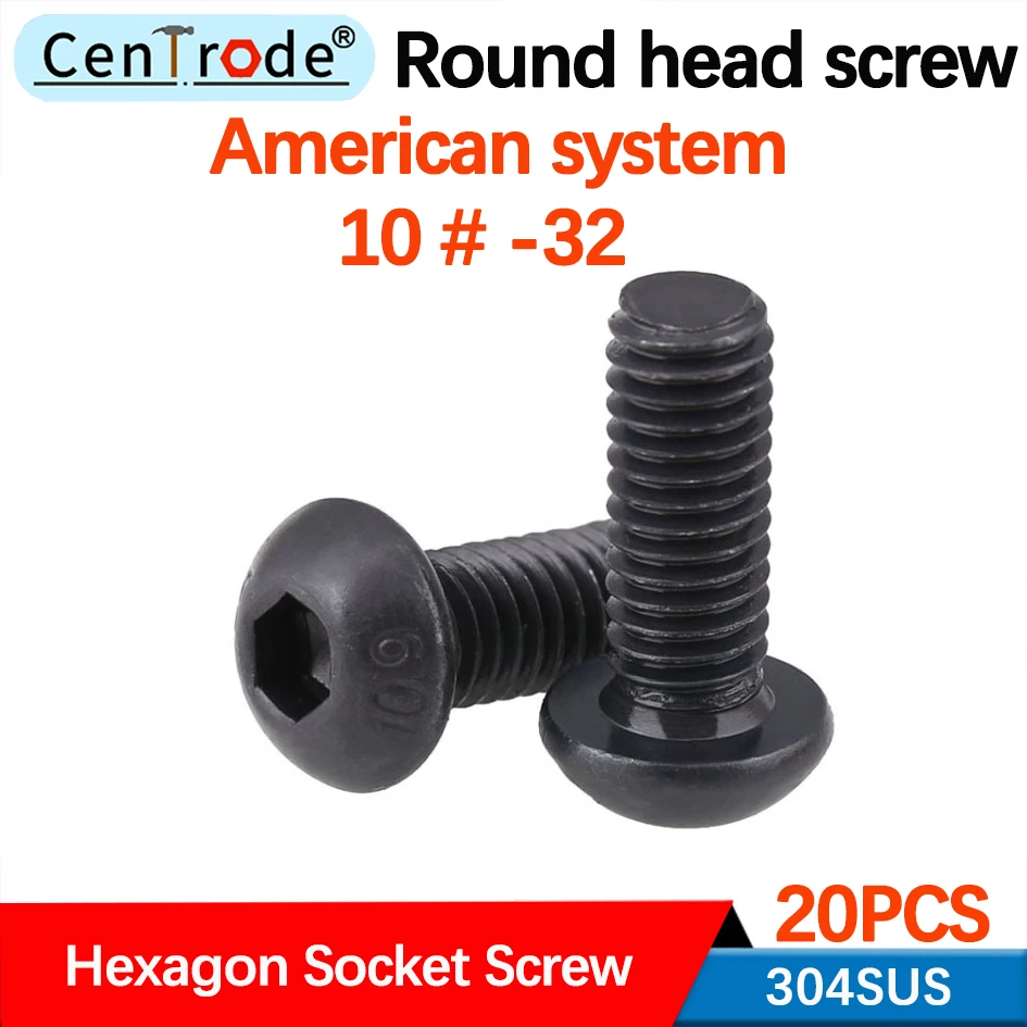 

American UNF Round Head Hexagon Screw Pan Head fine thread Bolt 10.9 grade high-strength screws 10 # -32 20Pcs