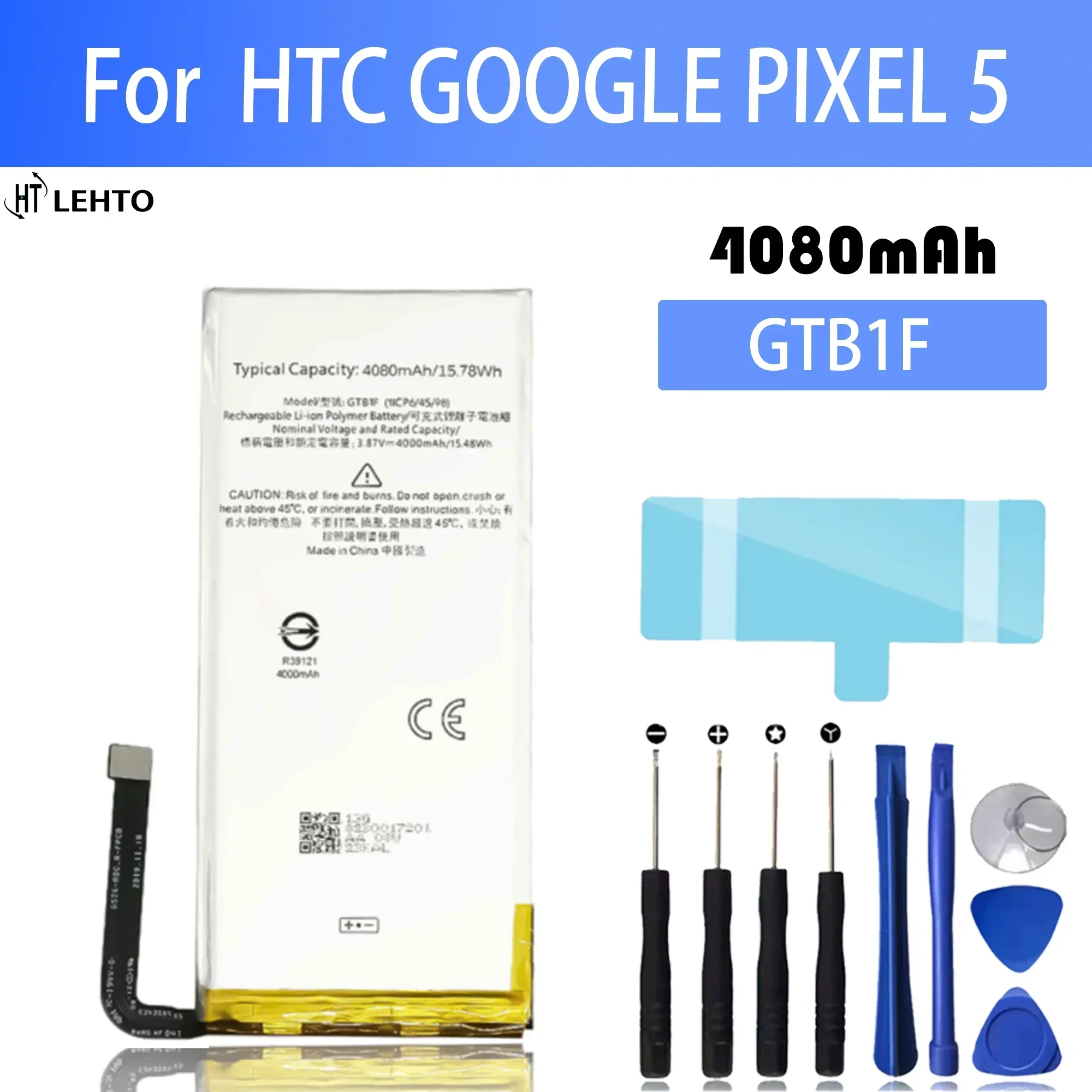 Сменный аккумулятор GTB1F 4080 мАч Pixel 5 для смартфонов HTC Google Pixel5 GD1YQ GTT9Q