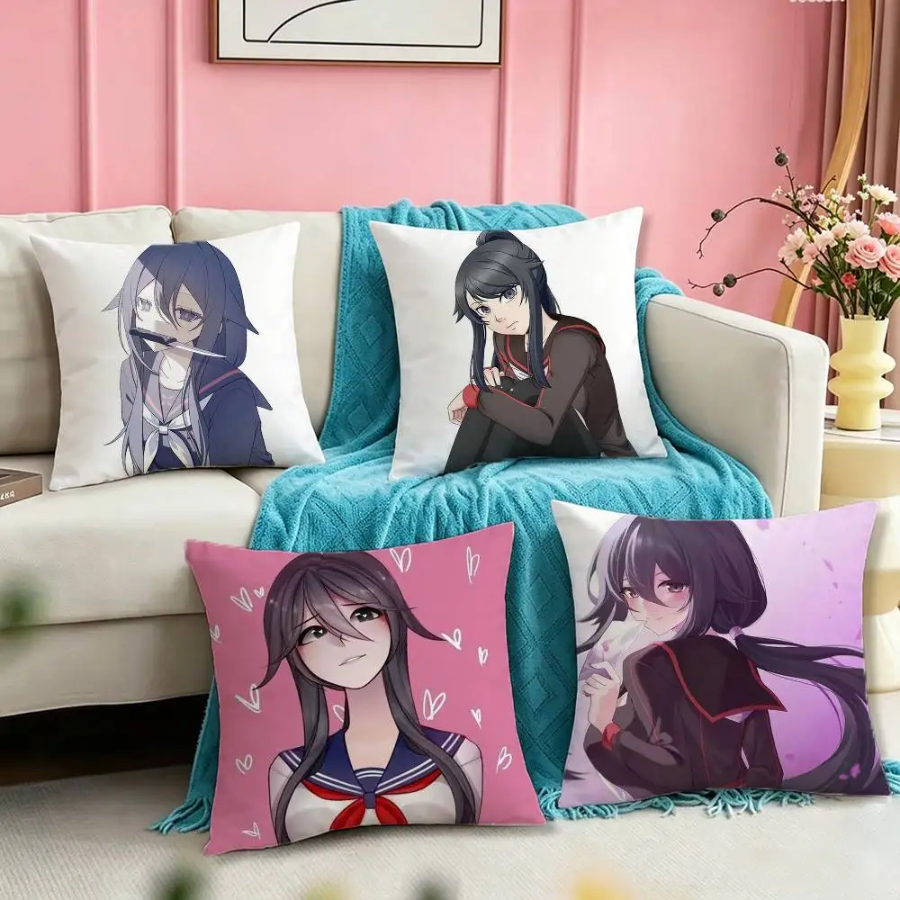 Фото Наволочка Y-Yandere S-Simulator Ayano Aishi с двусторонней печатью, наволочка для спальни, наволочка для дивана, чехол для подушки №1