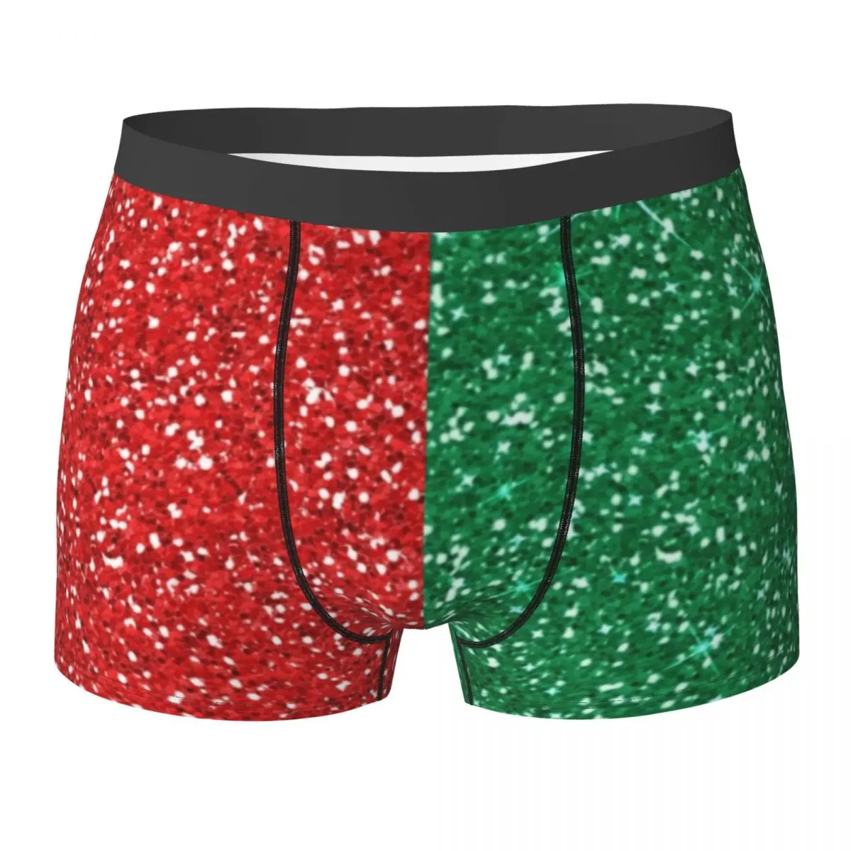 

Sparkle Two Tone Underwear Red And Green Glitter Panties Print Breathable Boxershorts High Quality Shorts Briefs Plus Size 2XL