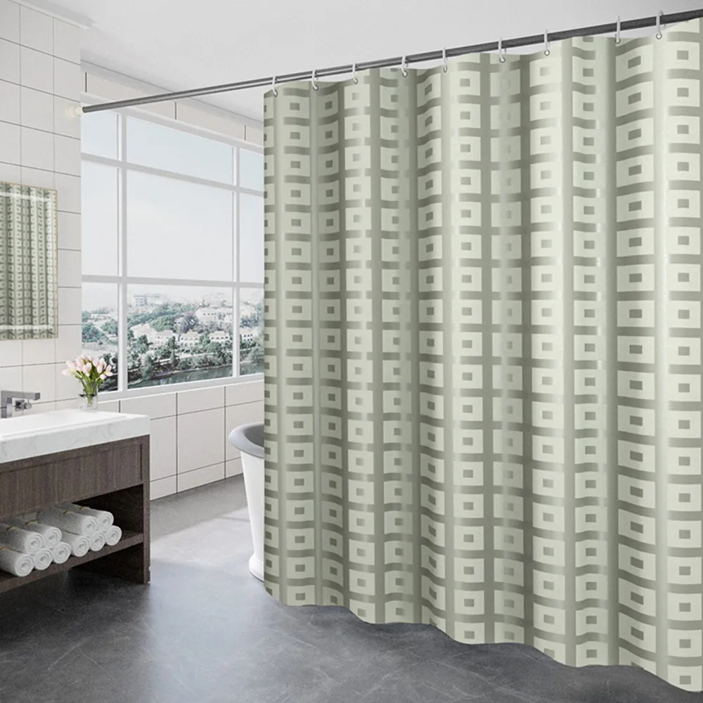 

Waterproof Shower Curtain Thickened Geometric Hotel/Home Bathroom Curtain Modern Plaid Simple Style Curtain