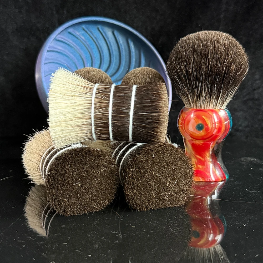 Фото Щетка для бритья GDMG BRUSH SHD, натуральные черные волосы, узелковая или веерообразная форма, инструмент для барбершопа с пеной. №3