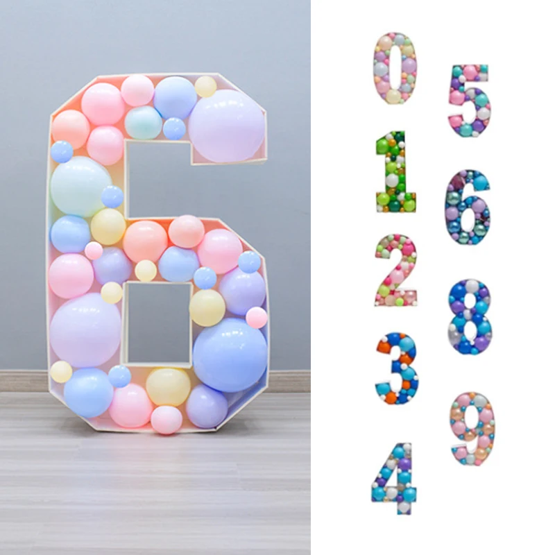 

Large 0-9 Birthday Balloon Box Number Mosaic Balloon Filler Box Holder For Adult Kids Birthday Anniversary Diy Party Decorations