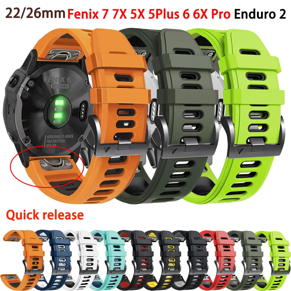 

Smartwatch 22 26mm Strap For Garmin Fenix 7 7X 6 6XPro 5 5XPlus Mk1 3 HR Silicone Band Quick Release Wristband Enduro 2 Bracelet