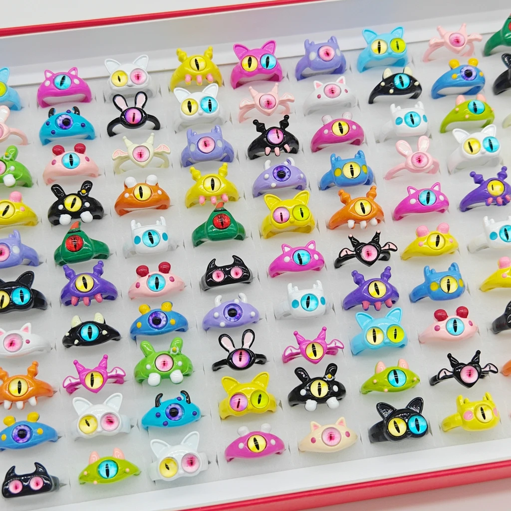 30/50 шт. разноцветные открытые кольца в виде мультяшного монстра