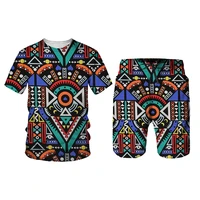 african print mens t shirt short suit fashion retro style sportswear top shorts summer mens and womens beach suit 6xl