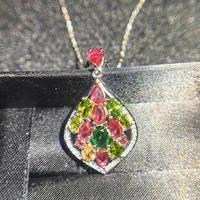 new luxury colorful copper inlaid zircon pendant female banquet high quality jewelry micro encrusted diamond drop pear necklace