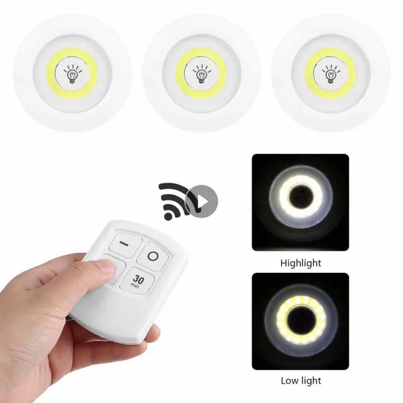 

3 Pcs Dimmable LED Under Cabinet Light With Remote Control Battery Operated LED Closets Lights For Wardrobe Bathroom Lightin