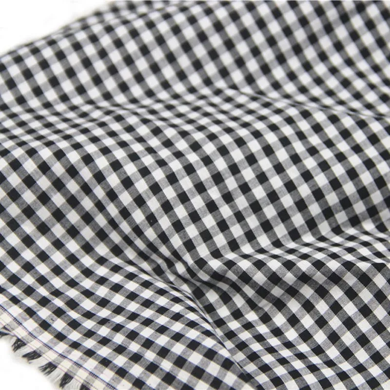 

100% Cotton Fabric Yarn Dyed BLACK WHITE Lattce Check 4MM for Summer Handwork Clothes Blouse Dress Shirt Craft Cushion Quilt