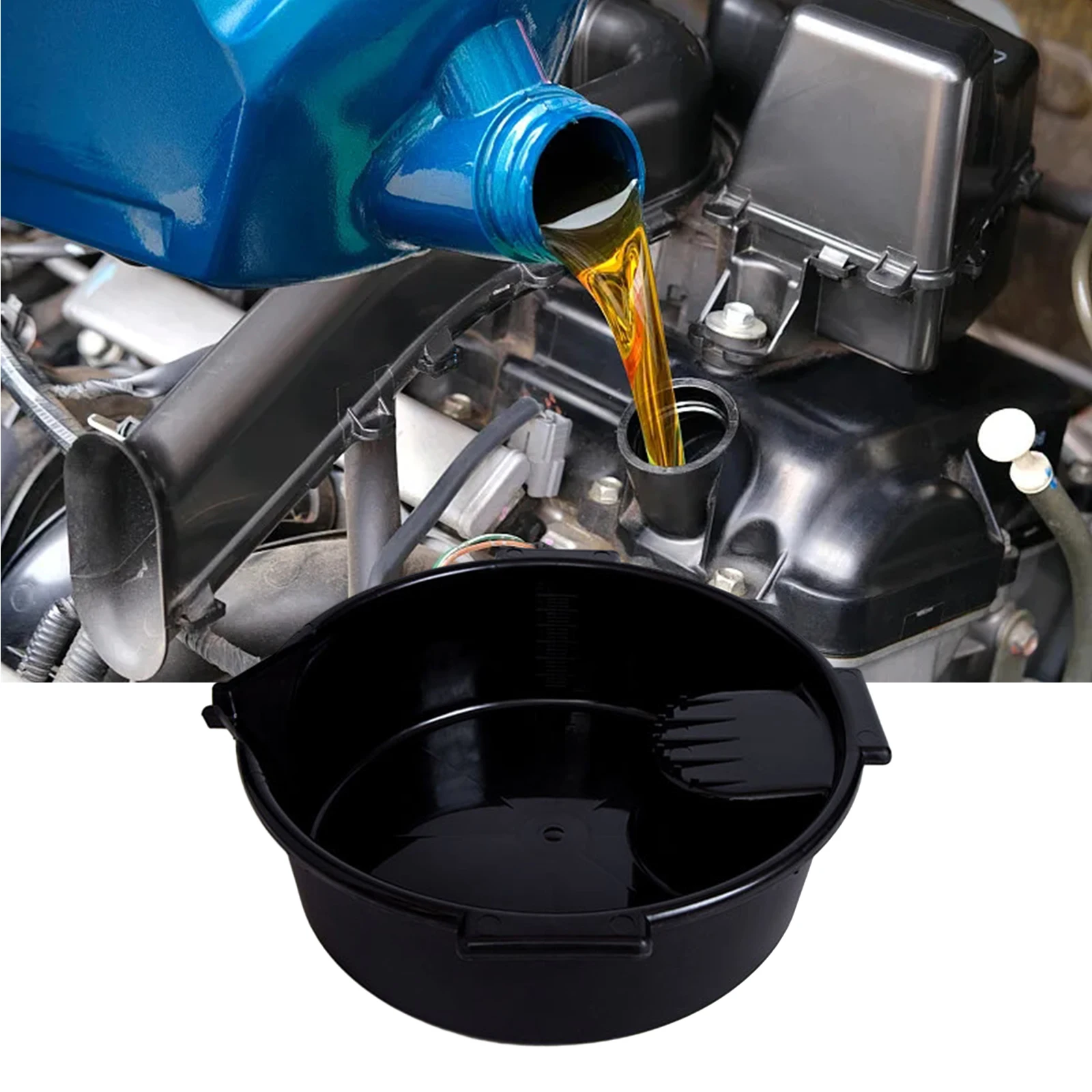 

8L Oil Drain Pan Cars Motorcycle Garage Oil Receiving Basin Oil Drip Pan Leak Proof for working on car truck motorcycle repairs