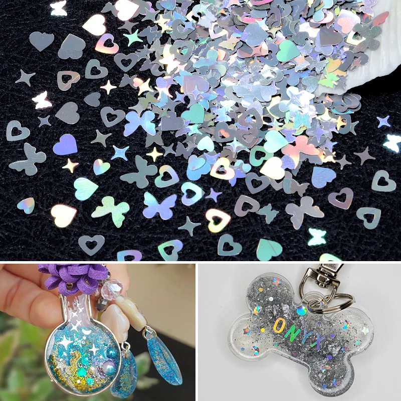 

Holographic Glitter Butterfly Sequins For DIY Epoxy Resin Filling Shaker Fillers Sparkly Silver Series Colorant Crafts Materials