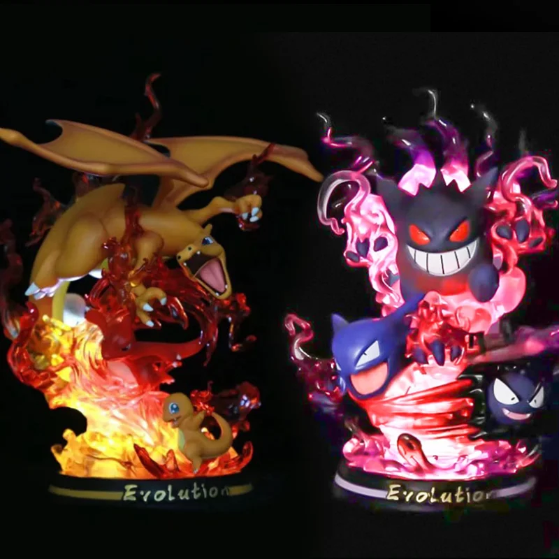 

22cm Pokemon Figures Charizard Mewtwo Gengar Action Figurine Gk LED Light Statue Model Collection Doll Anime Figure Children Toy