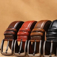 classic retro pin buckle belt leather cowhide business casual all match youth belt fashion genuine luxury wear resistant belt
