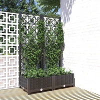 garden planters with trellis polypropylene patio plant pots raised bed garden decoration black 80x40x121 5 cm