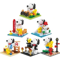 new snoopy series building blocks cartoon bricks anime mini action figures heads assembly educational toys kids birthday gifts