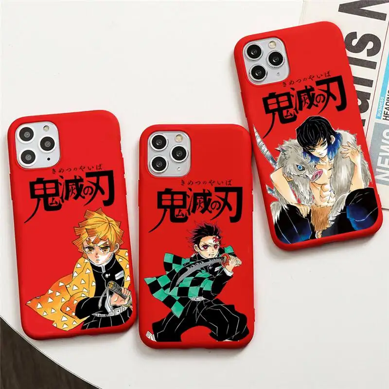 

Anime Demon Slayer Uzui Tengen Tanjirou Phone Case For iphone 13 12 11 Pro Max Mini XS 8 7 6 6S Plus X SE 2020 XR Red Cover