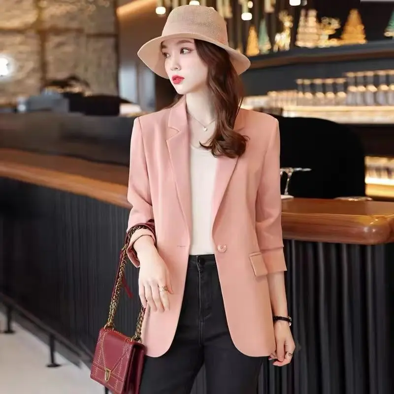 Осенний однотонный элегантный Блейзер Женская куртка в английском стиле
