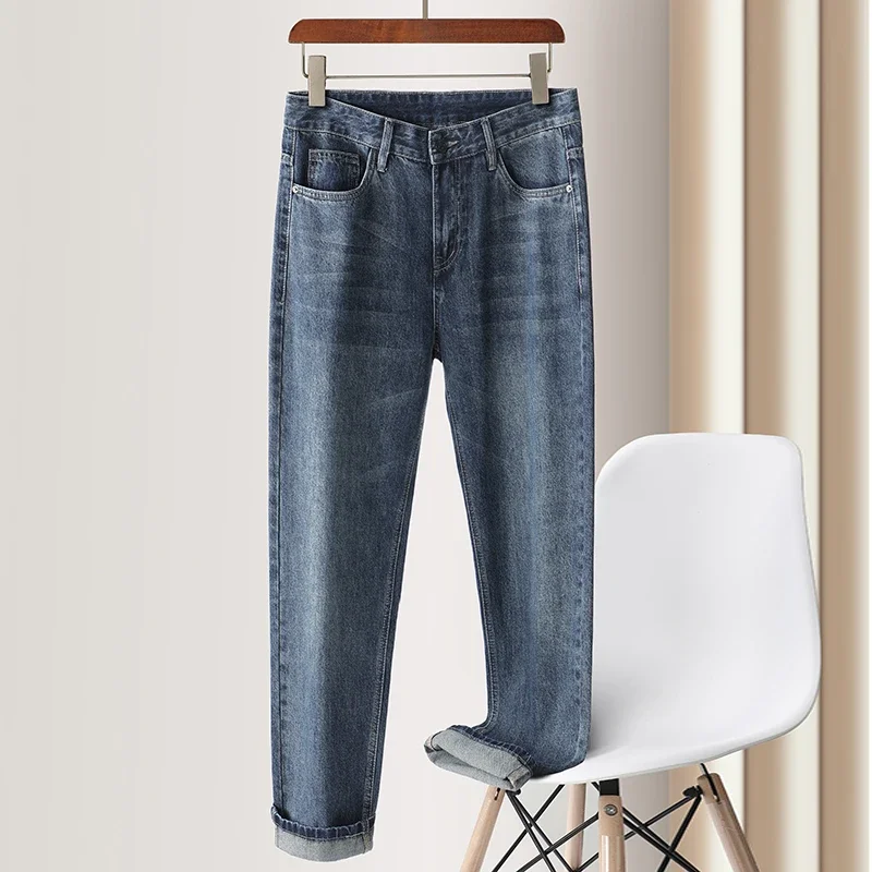 2024 осенне-зимняя брендовая одежда мужские модные джинсовые брюки 42 большие