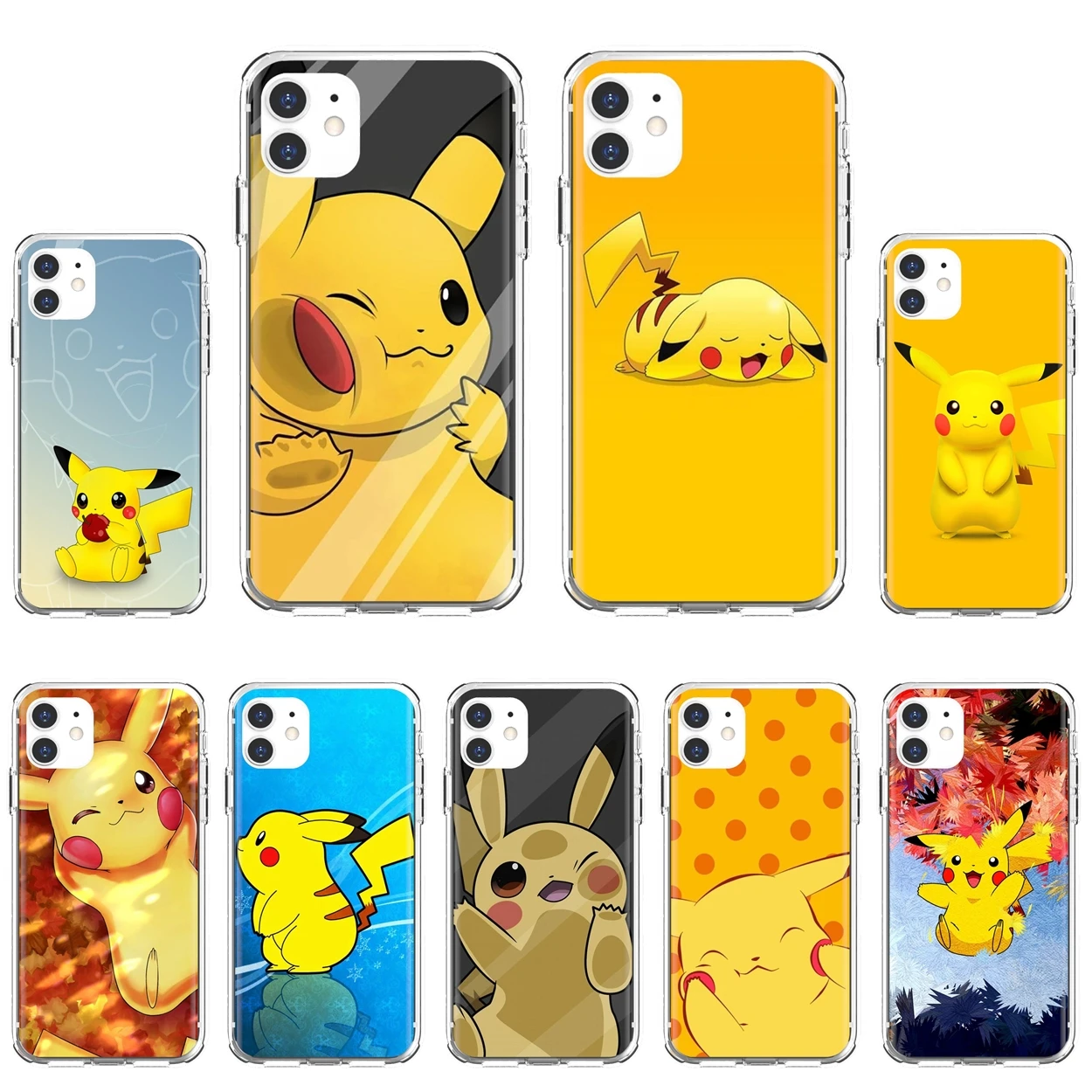 

TPU Cases Cover For iPhone 10 11 12 13 Mini Pro 4S 5S SE 5C 6 6S 7 8 X XR XS Plus Max 2020 Lovely Cartoon Pikachu Art Japan