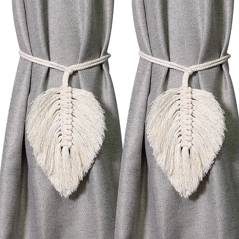 

2 Pack, Boho Braided Fringe Curtain Buckle Hand Woven Cotton Curtain Buckle Strap For Indoor Outdoor Curtain Decoration