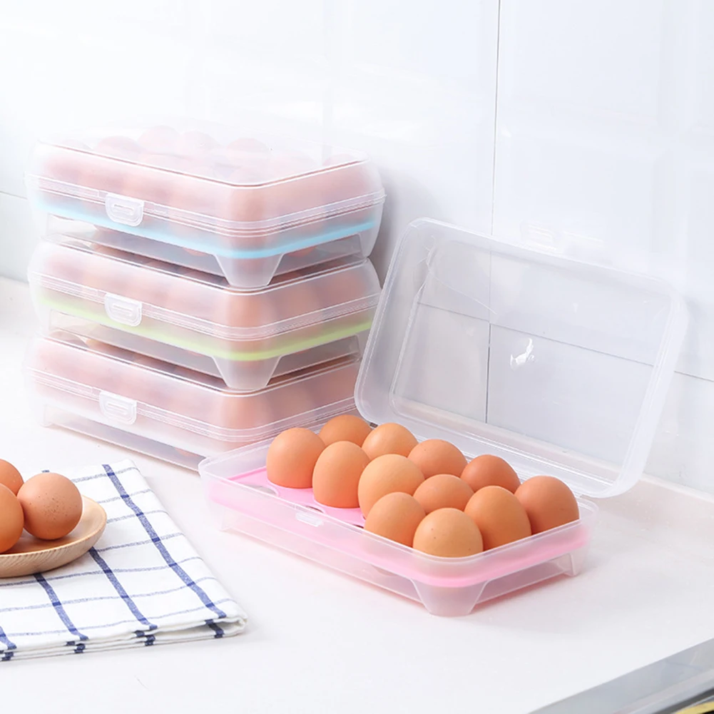 

15 Grids Egg Storage Box Egg Holder Food Container Kitchen Organizer Storage Bulk Container Home Refrigerator Organization Boxes