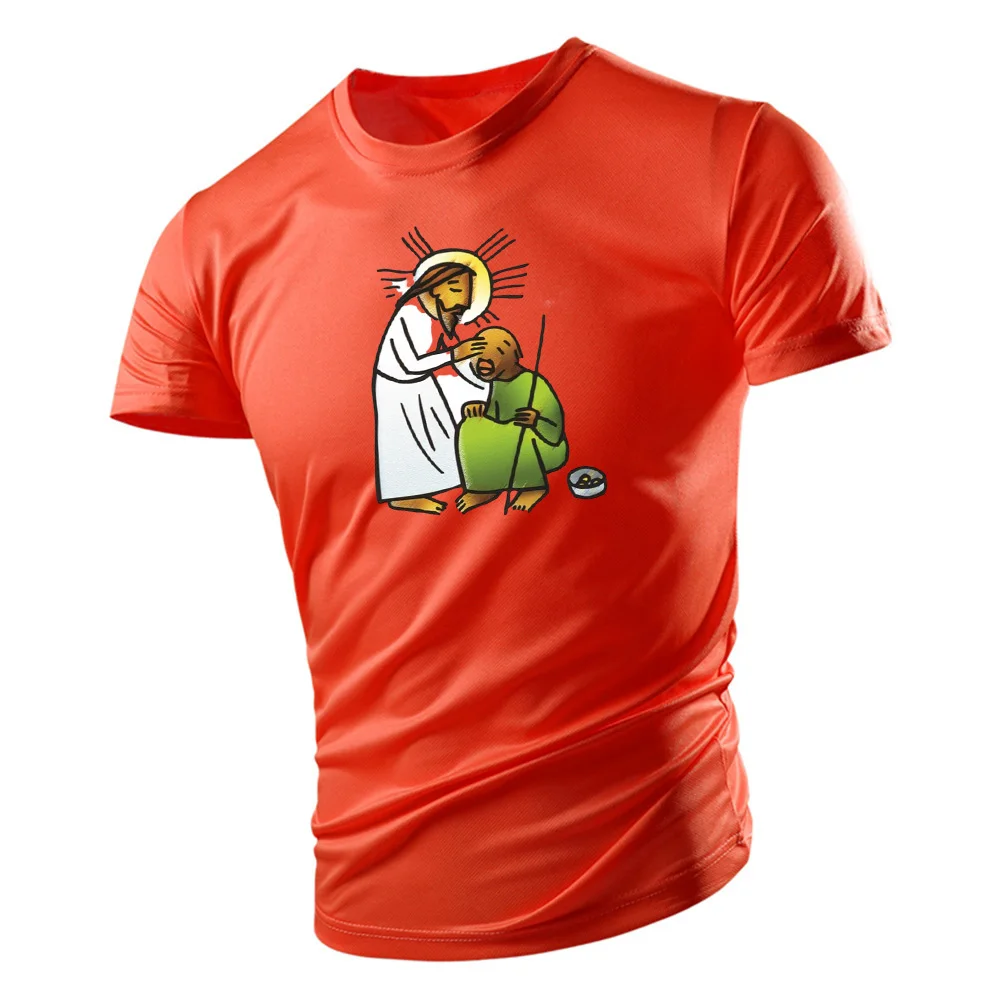 

Футболка мужская с круглым вырезом, коротким рукавом и принтом