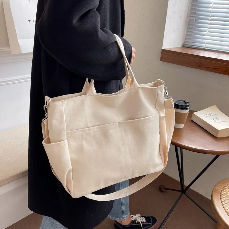 

Large capacity trend new fashion canvas bag retro simple commuter casual messenger bag
