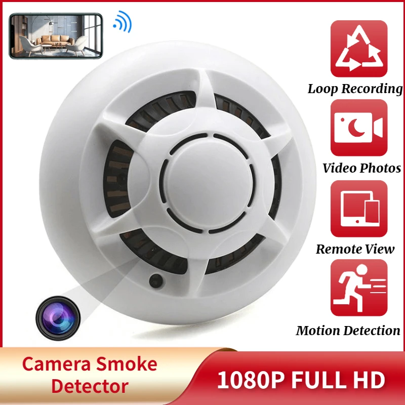 

IP-камера видеонаблюдения, 1080P HD, P2P, Wi-Fi, детектор дыма